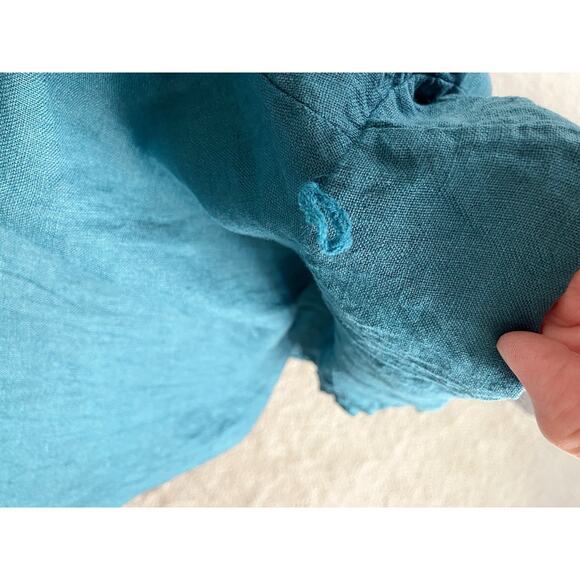 Meo Meli Womens OS Harem Drop Crotch 100% Linen Pants Blue Made in Italy - Picture 10 of 10